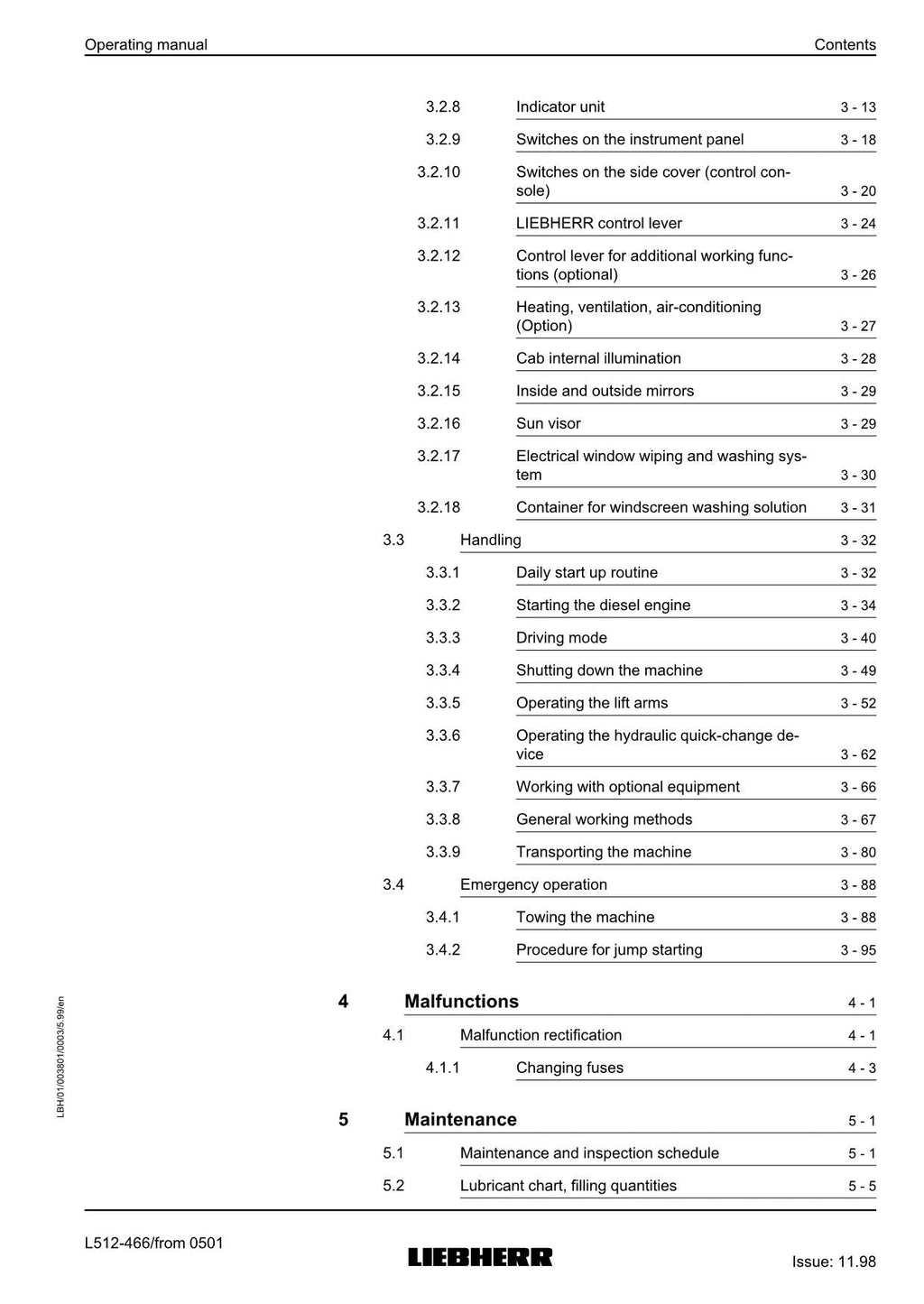 Liebherr L512 Stereo Wheel Loader Operators manual