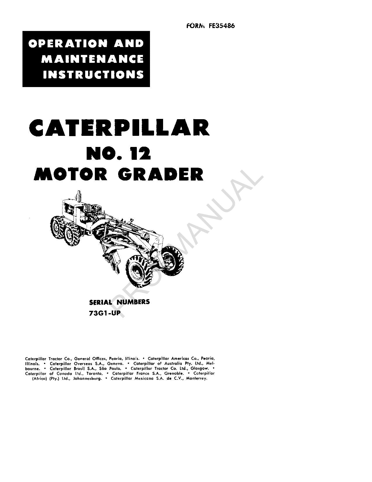 Manual de mantenimiento del operador de la motoniveladora Caterpillar 12 (73G1-Up)