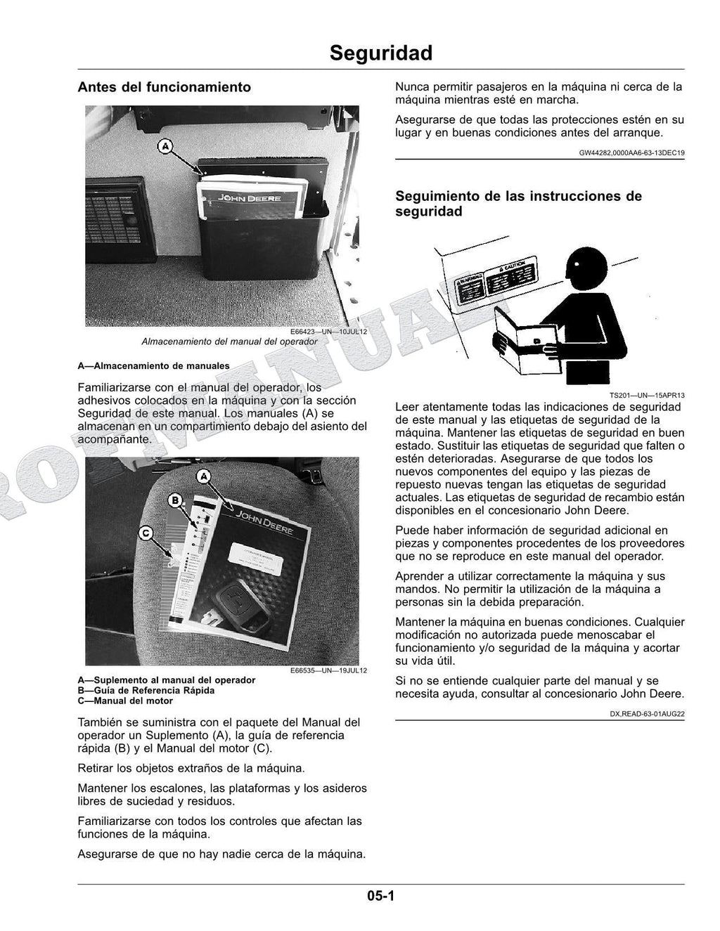 John Deere W155 hileradora Manual del Operador Español