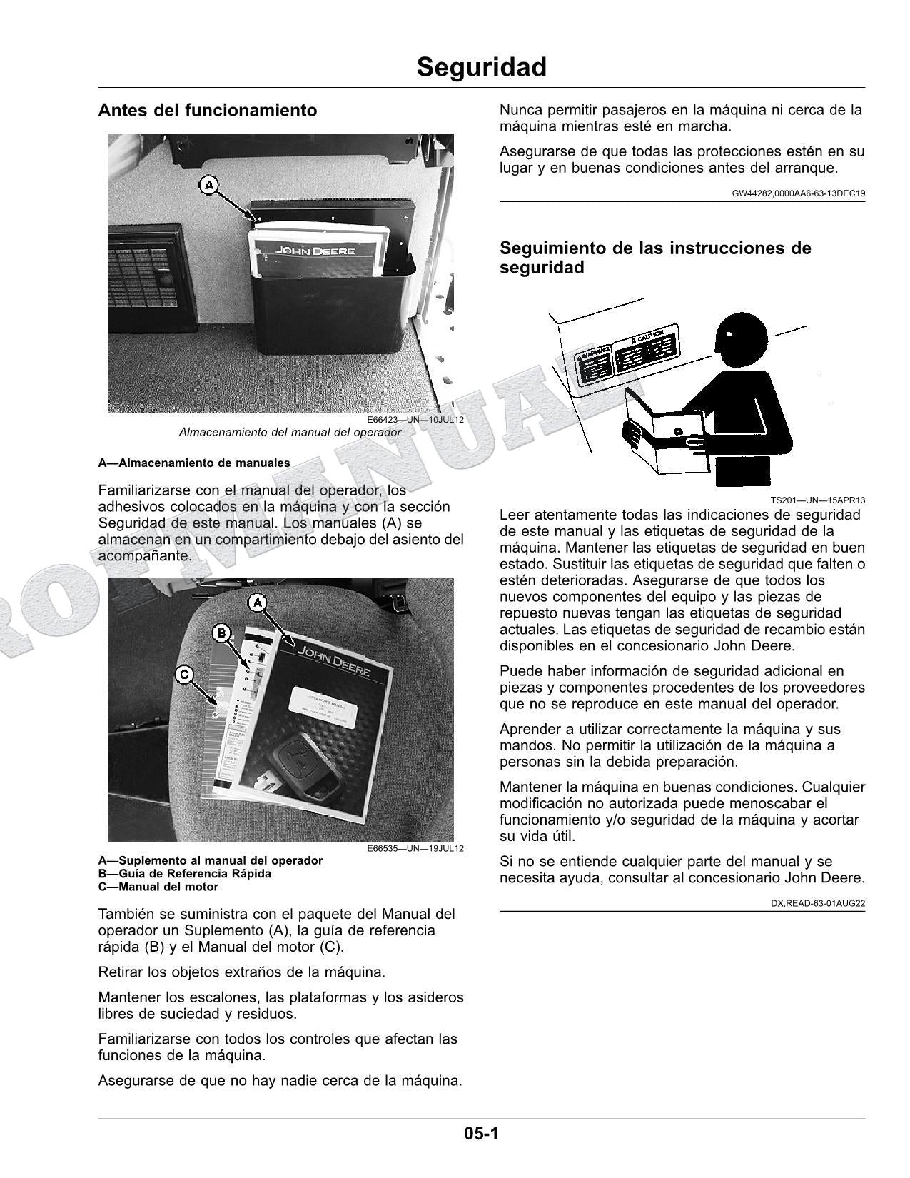 John Deere W155 hileradora Manual del Operador Español