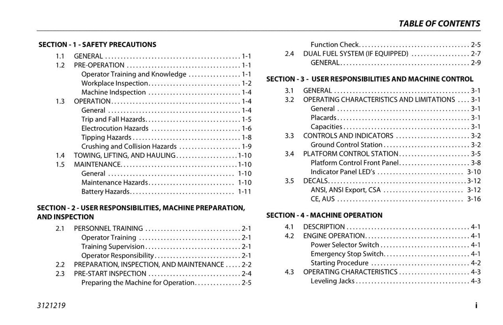 JLG 260MRT Scissor Lift Maintenance Operation Operators Manual 3121219