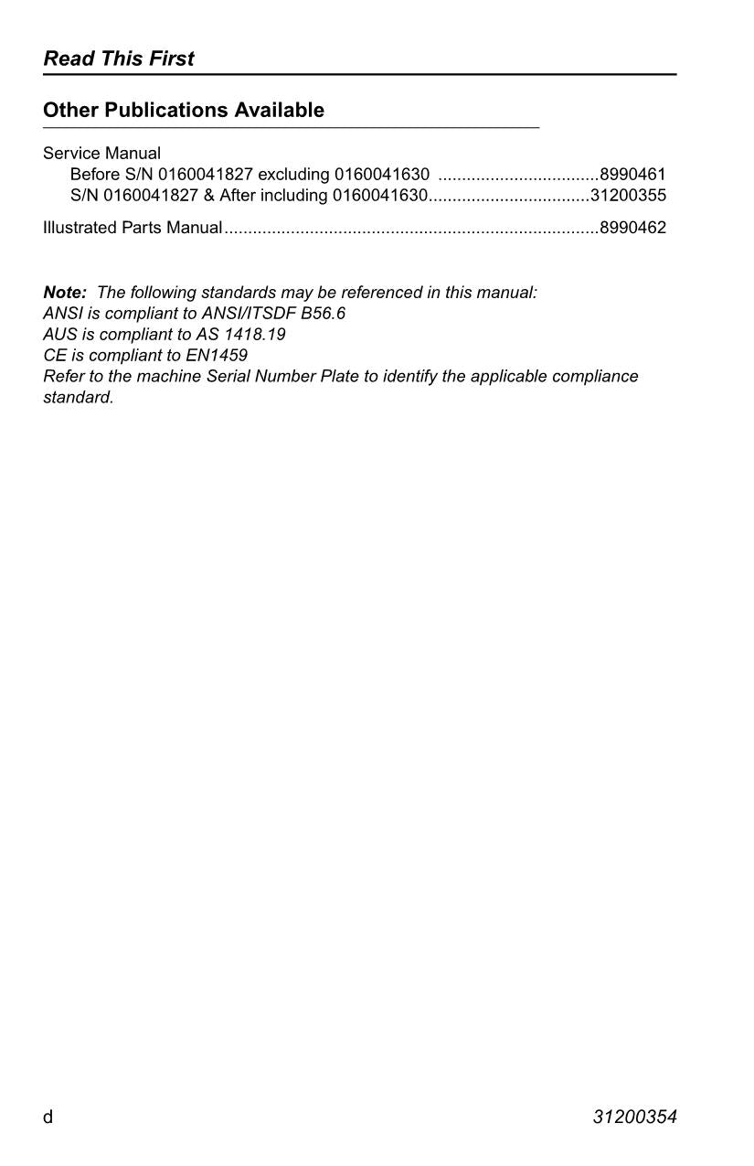 LULL 644E-42 944E-42 Telehandler Maintenance Operation Operators Manual