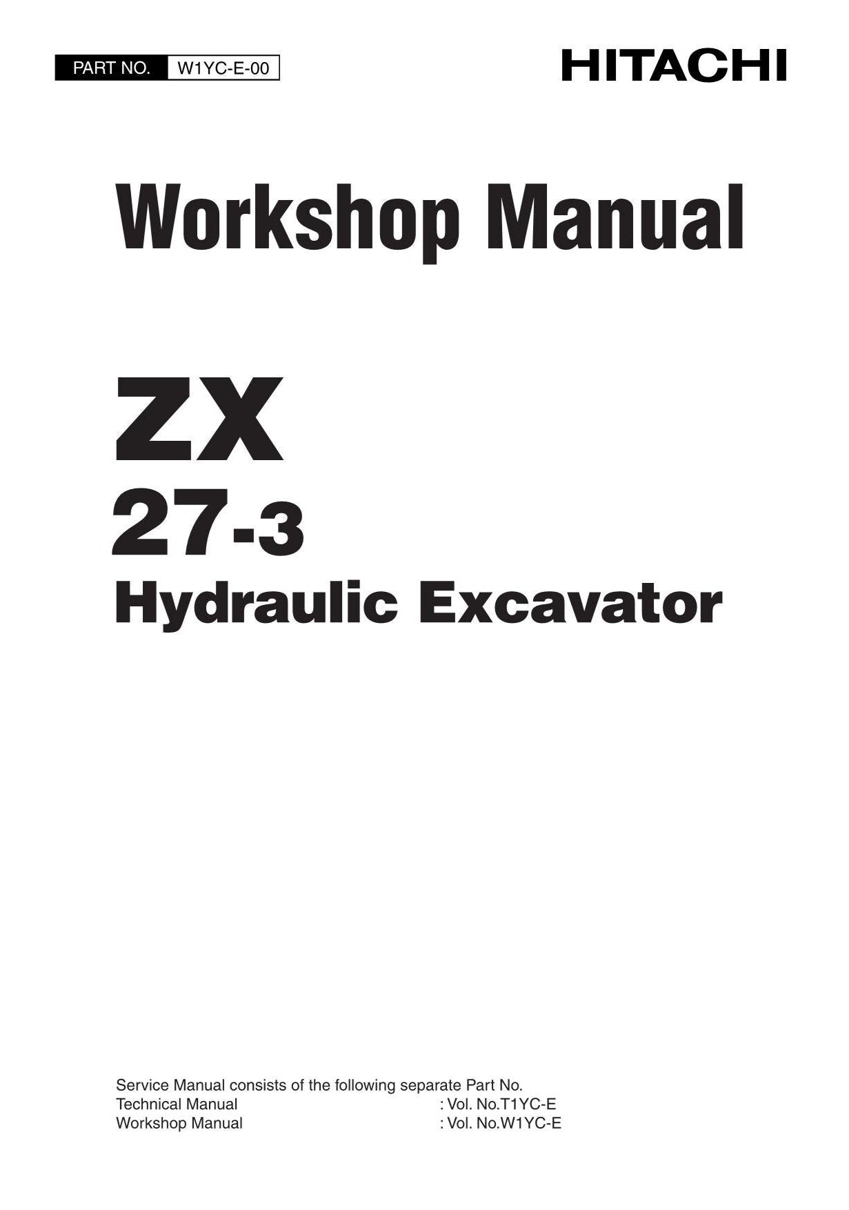 Manual de servicio y reparación de la excavadora Hitachi ZX27-3