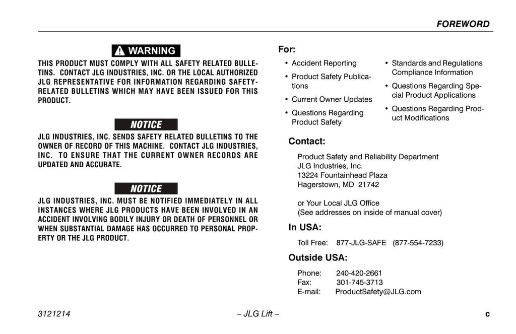 JLG E300A E300AJ E300AJP Boom Lift Maintenance Operation Operators Manual