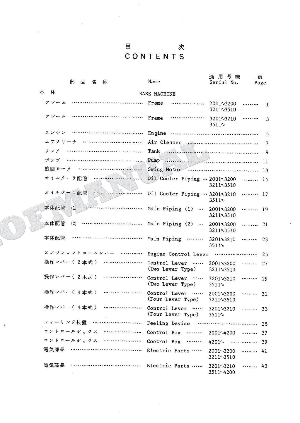 HITACHI UH062 Excavator Parts Catalog Manual
