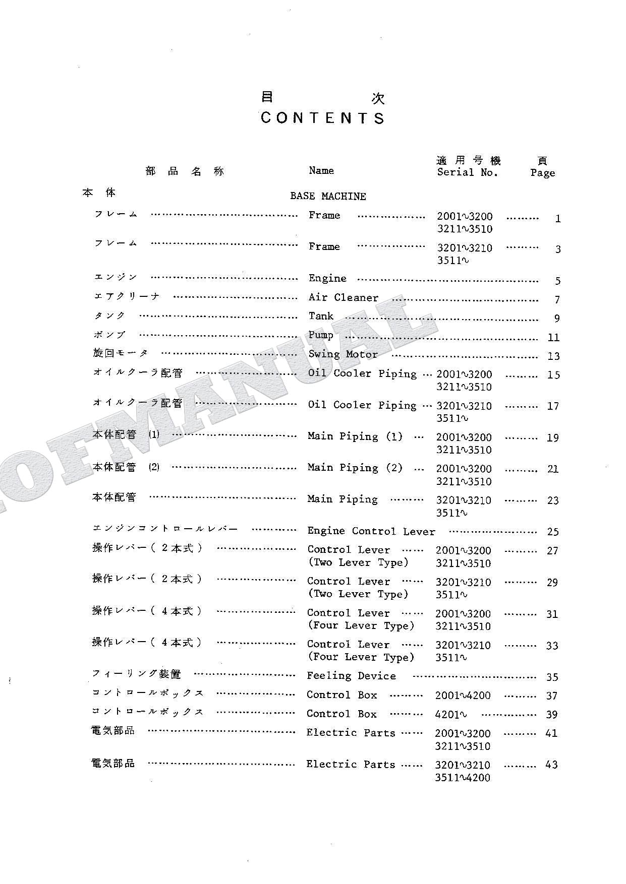 HITACHI UH062 Excavator Parts Catalog Manual