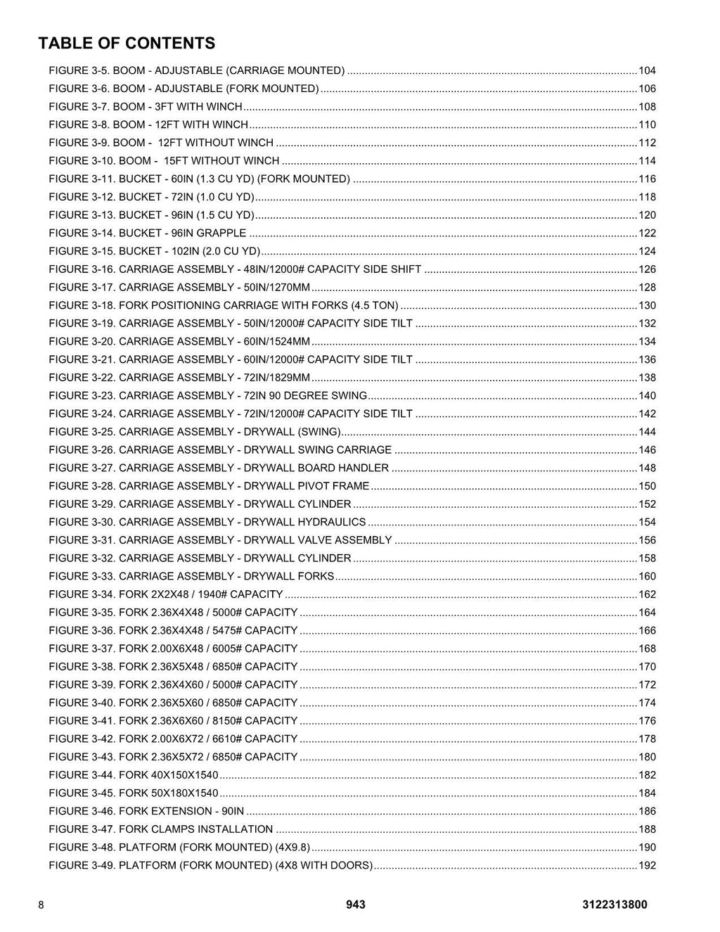 JLG 943 Telehandler Parts Catalog Manual