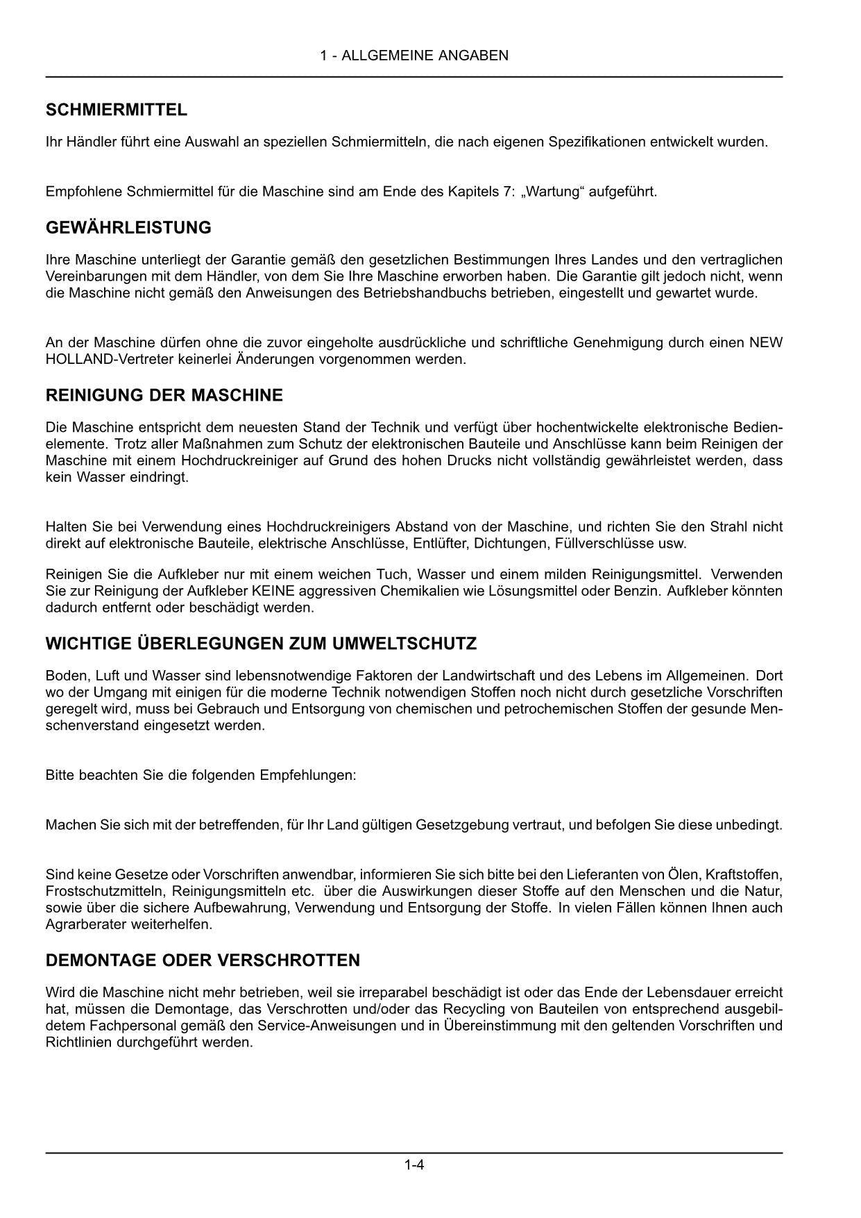 New Holland Roll Baler 125 Rundballenpresse Betriebsanleitung Ab 4946