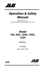 JLG 1043 1055 1255 742 943 Telehandler Maintenance Operators Manual 31211963