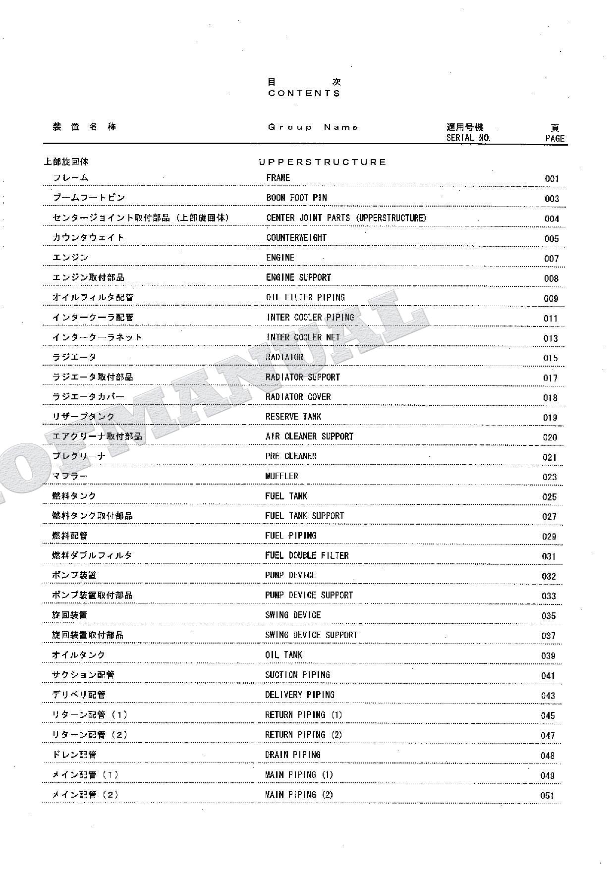 HITACHI ZAXIS ZX160LC Zero-Tail Swing Spec Excavator Parts Catalog Manual