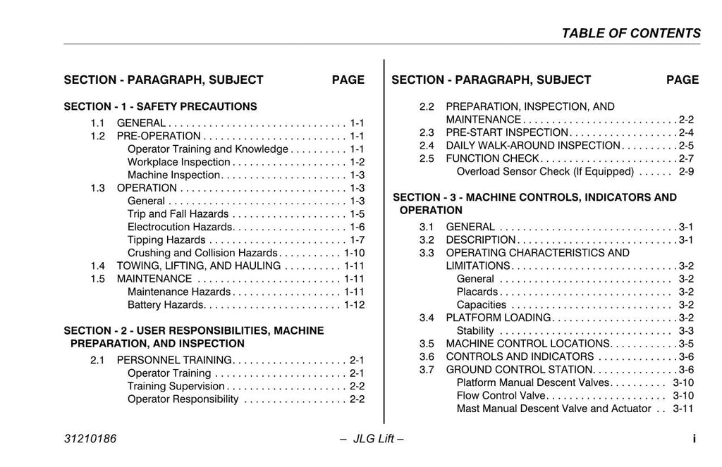TOUCAN 12E 12E Plus 32E Vertical Lift Maintenance Operators Manual 31210186
