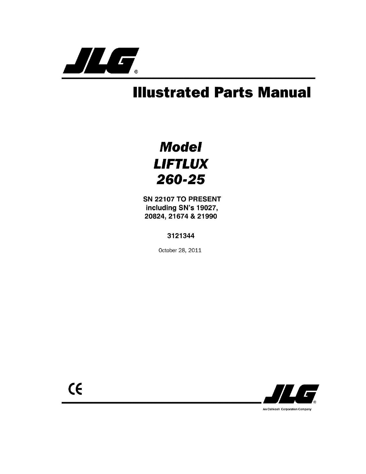 LIFTLUX 260-25 Scissor Lift Parts Catalog Manual
