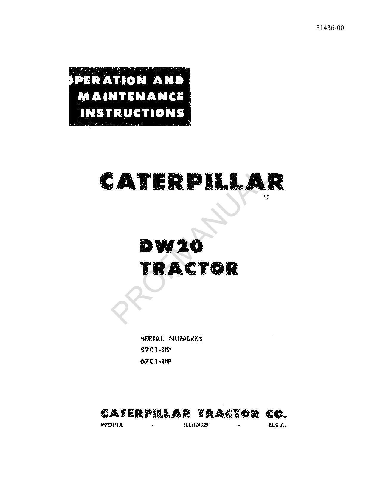 Manual de mantenimiento del operador del tractor Caterpillar DW20