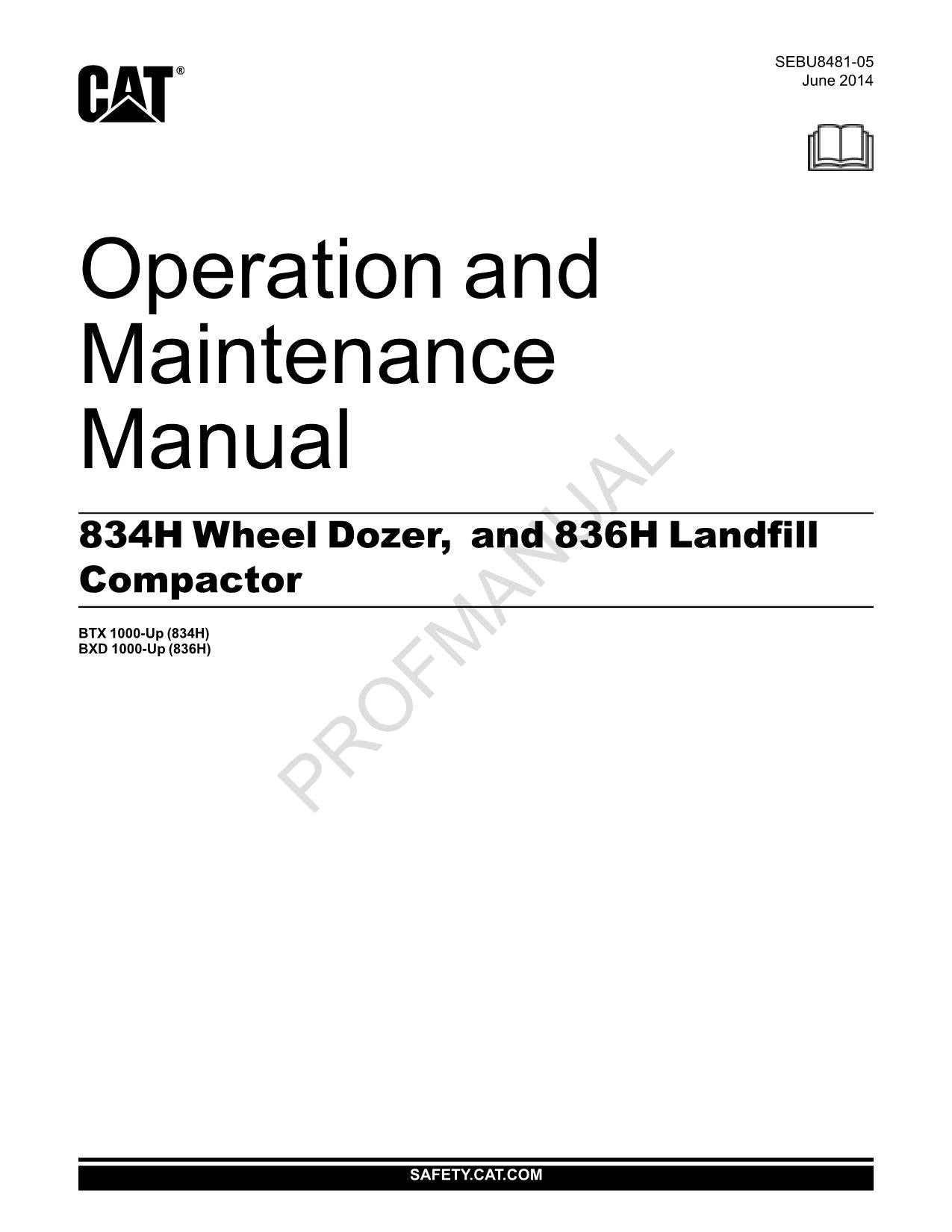 Manual de mantenimiento del operador de la topadora Caterpillar 834H y la compactadora 836H SEBU8481