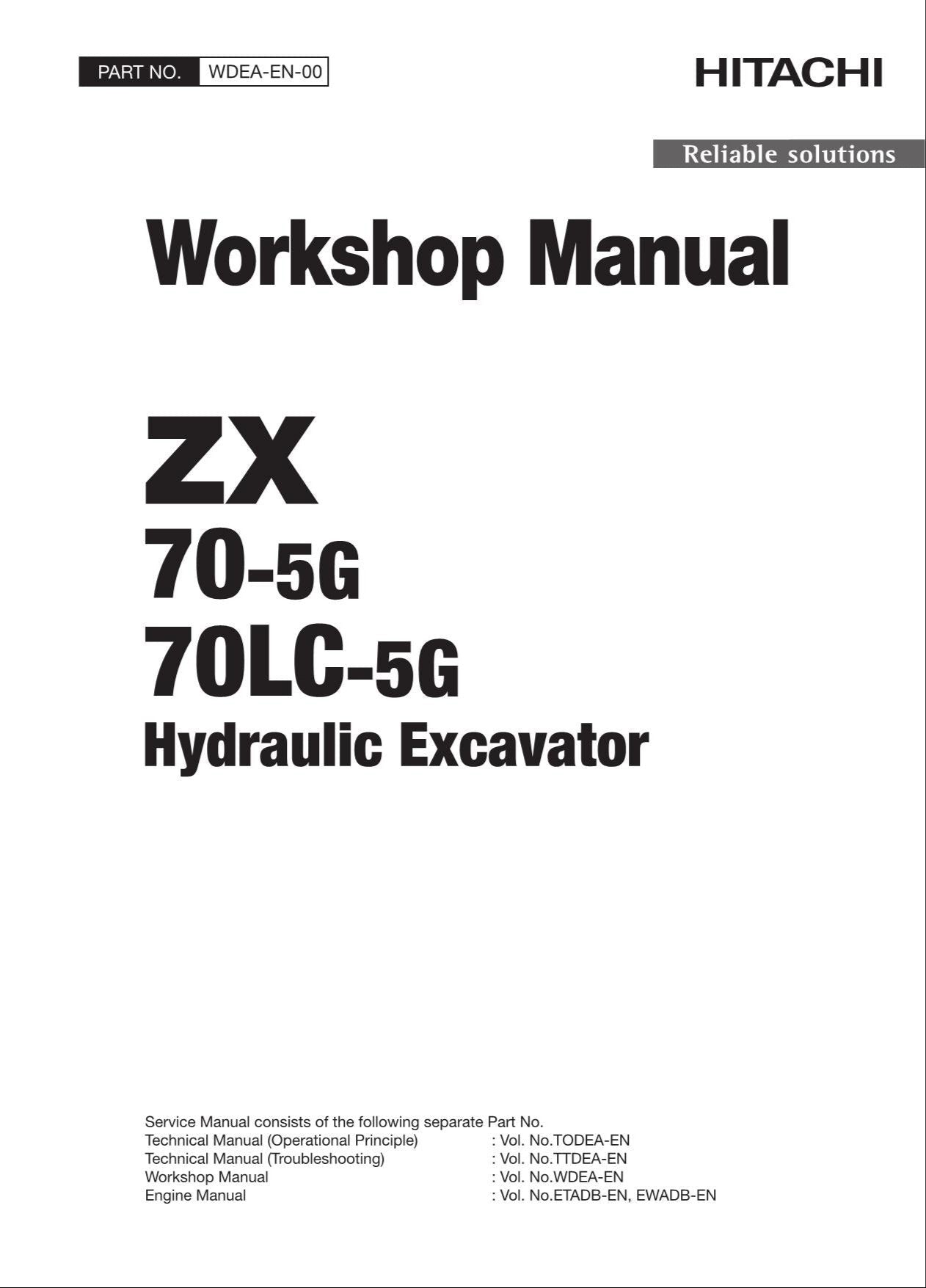 HITACHI ZAXIS ZX70-5G ZX70LC-5G Excavator Workshop Service Manual