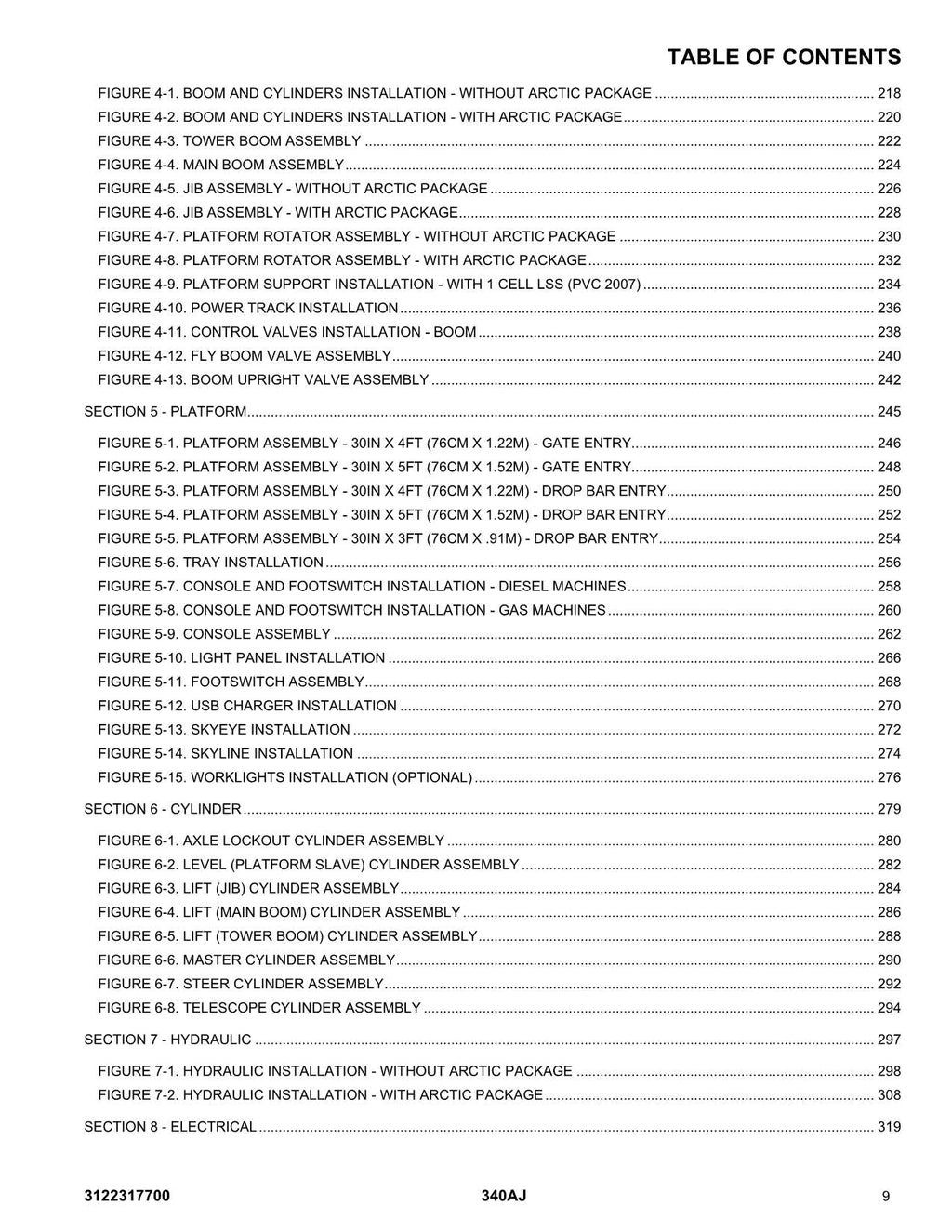 JLG 340AJ  Boom Lift Parts Catalog Manual