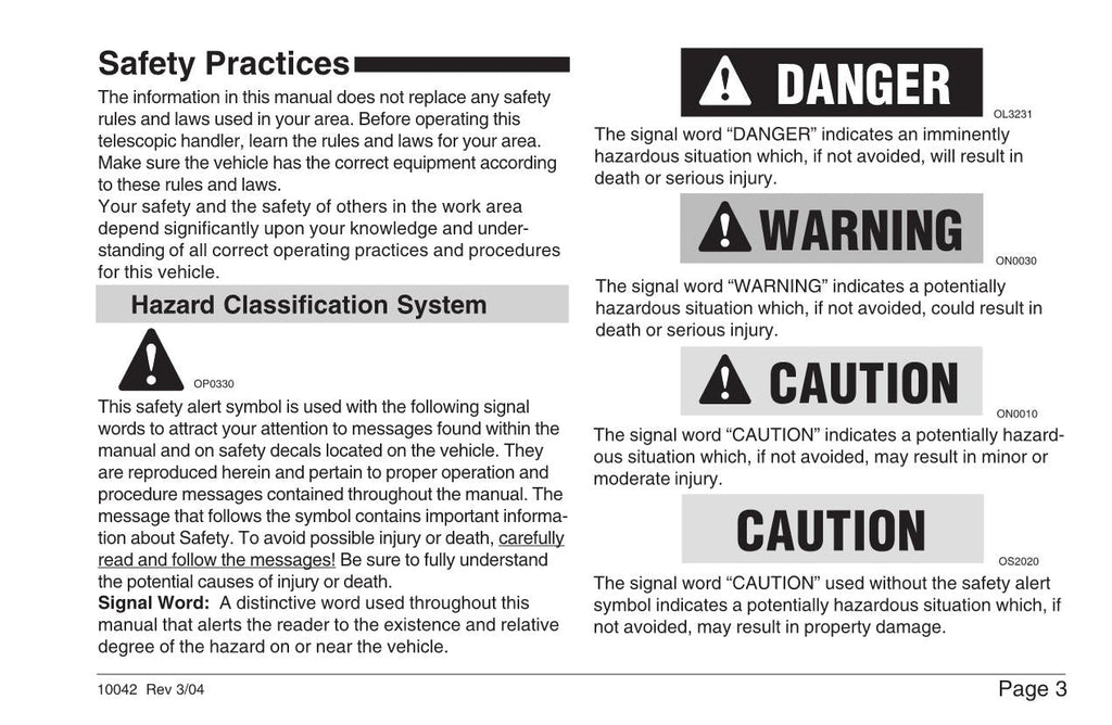 SKYTRAK 10042 Telehandler Maintenance Operation Operators Manual 8990361