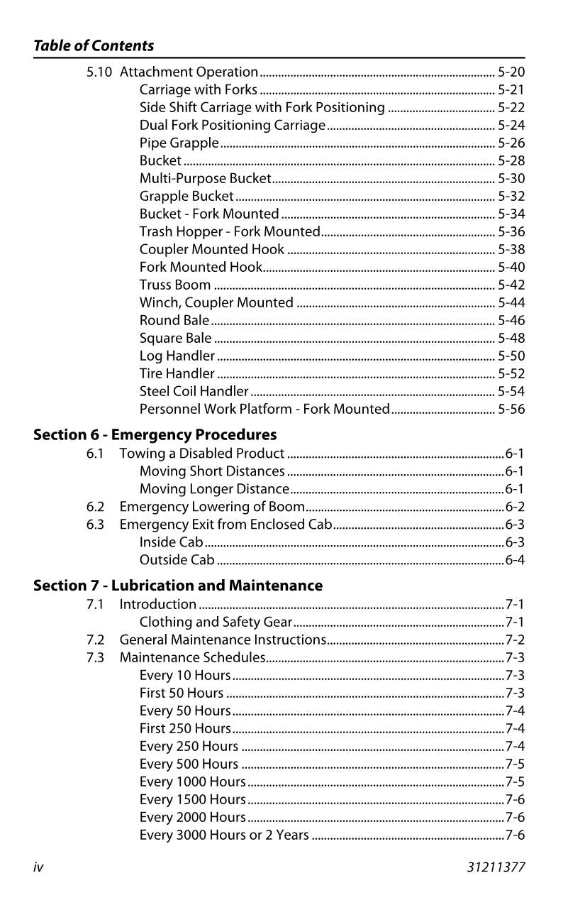 Manual del operador de mantenimiento del manipulador telescópico JLG 1644 1732 7013H 8010H 31211377