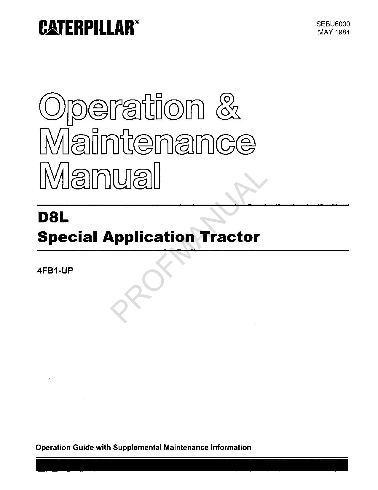 Manual de mantenimiento del operador del tractor de aplicaciones especiales Caterpillar D8L