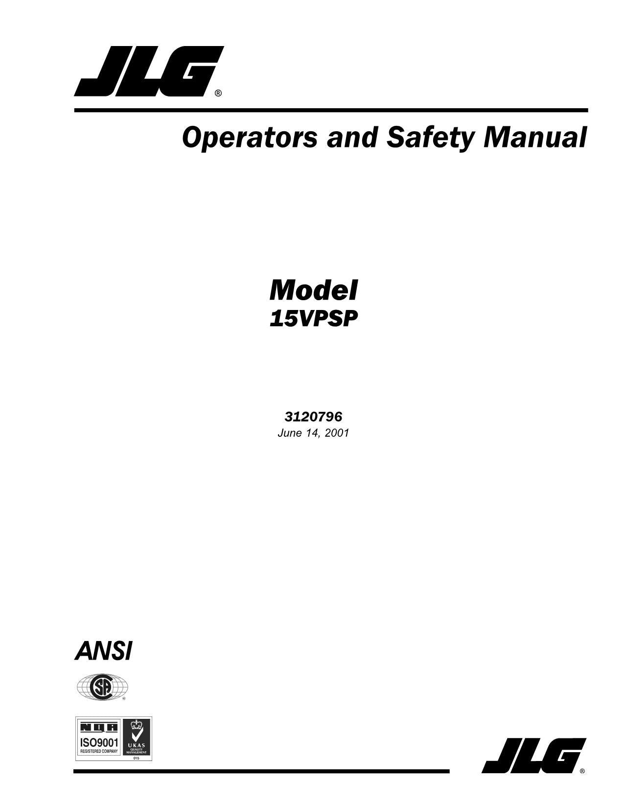 Manual del operador de mantenimiento y operación del mástil vertical JLG 15VPSP