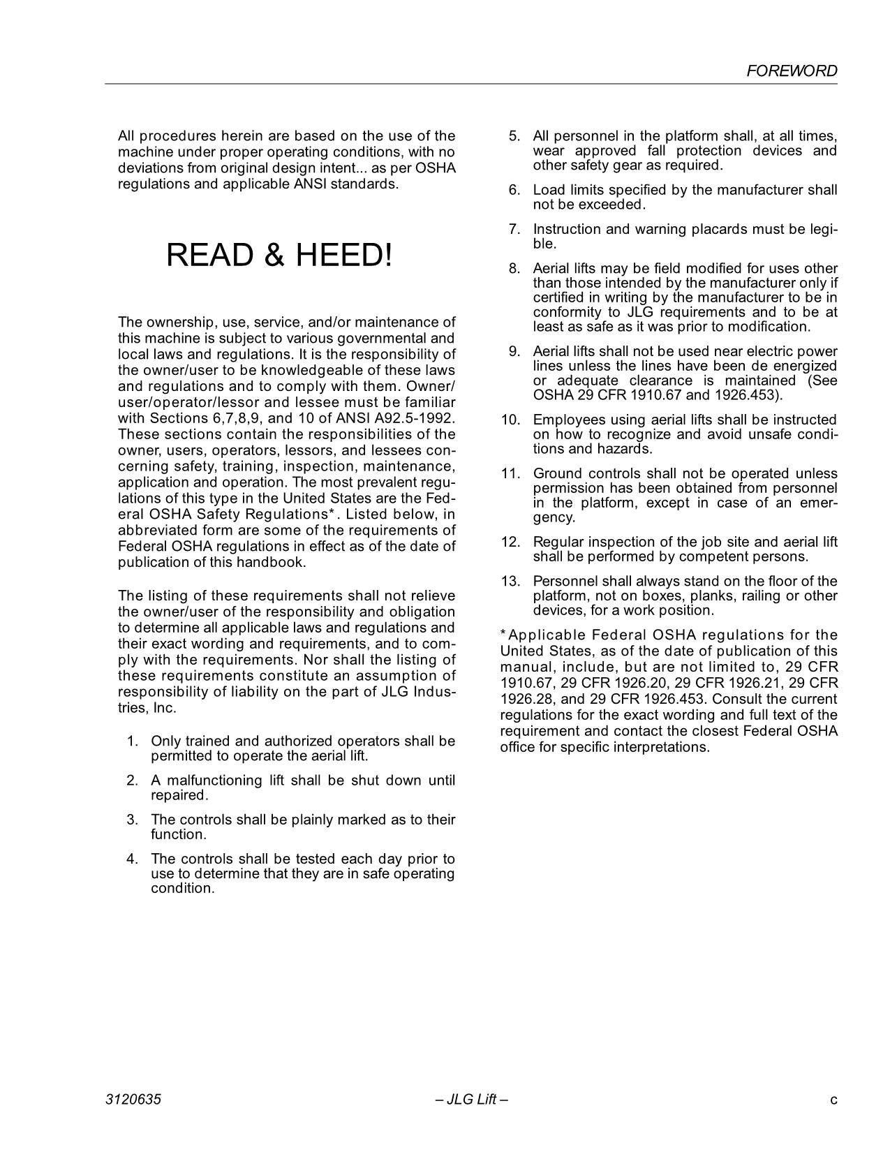 Manual del operador de mantenimiento de plataformas elevadoras JLG 100HX 100HX+10 110HX 3120635