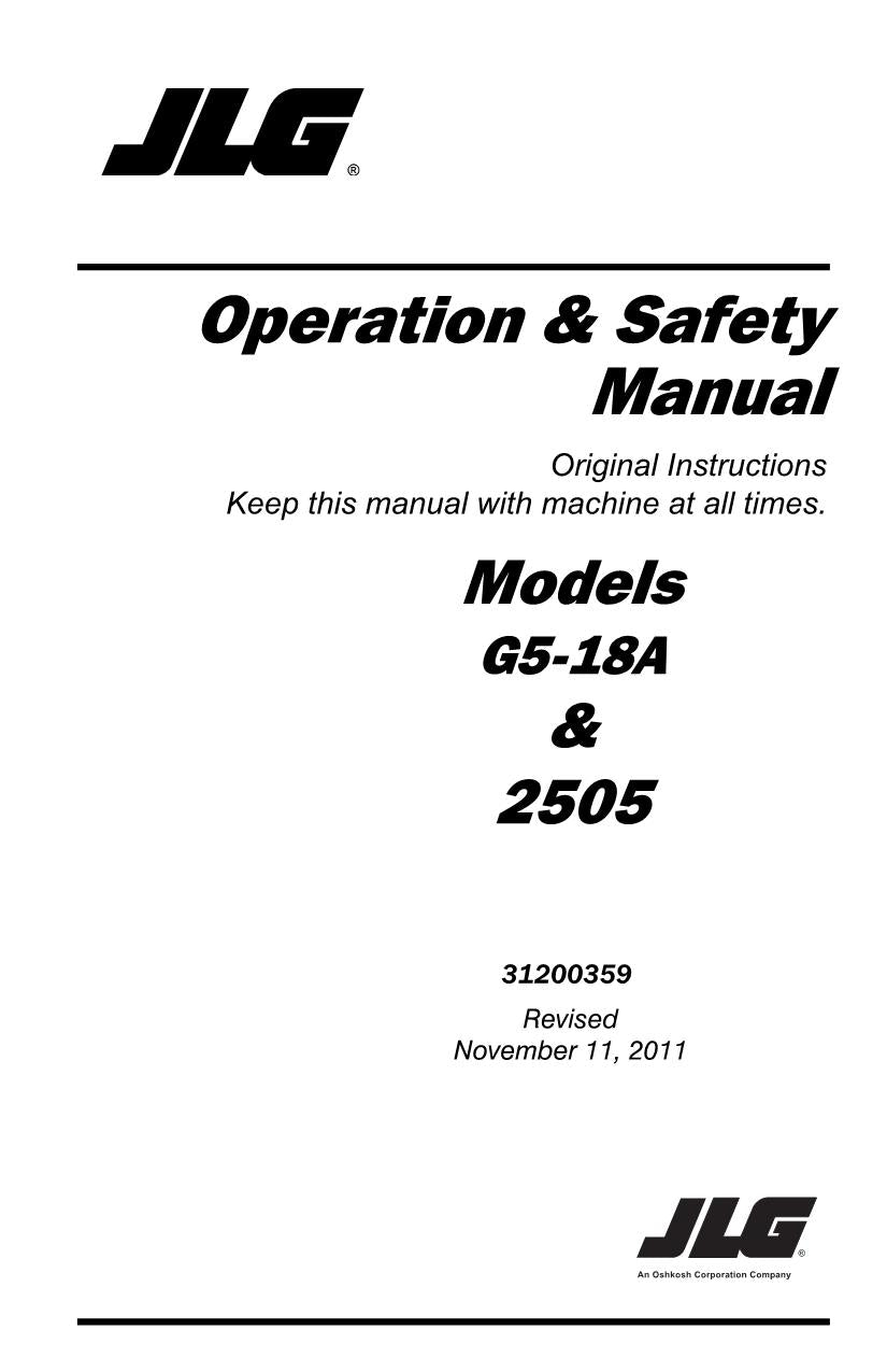 Manual del operador de mantenimiento y operación del manipulador telescópico JLG 2505H G5-18A 31200359