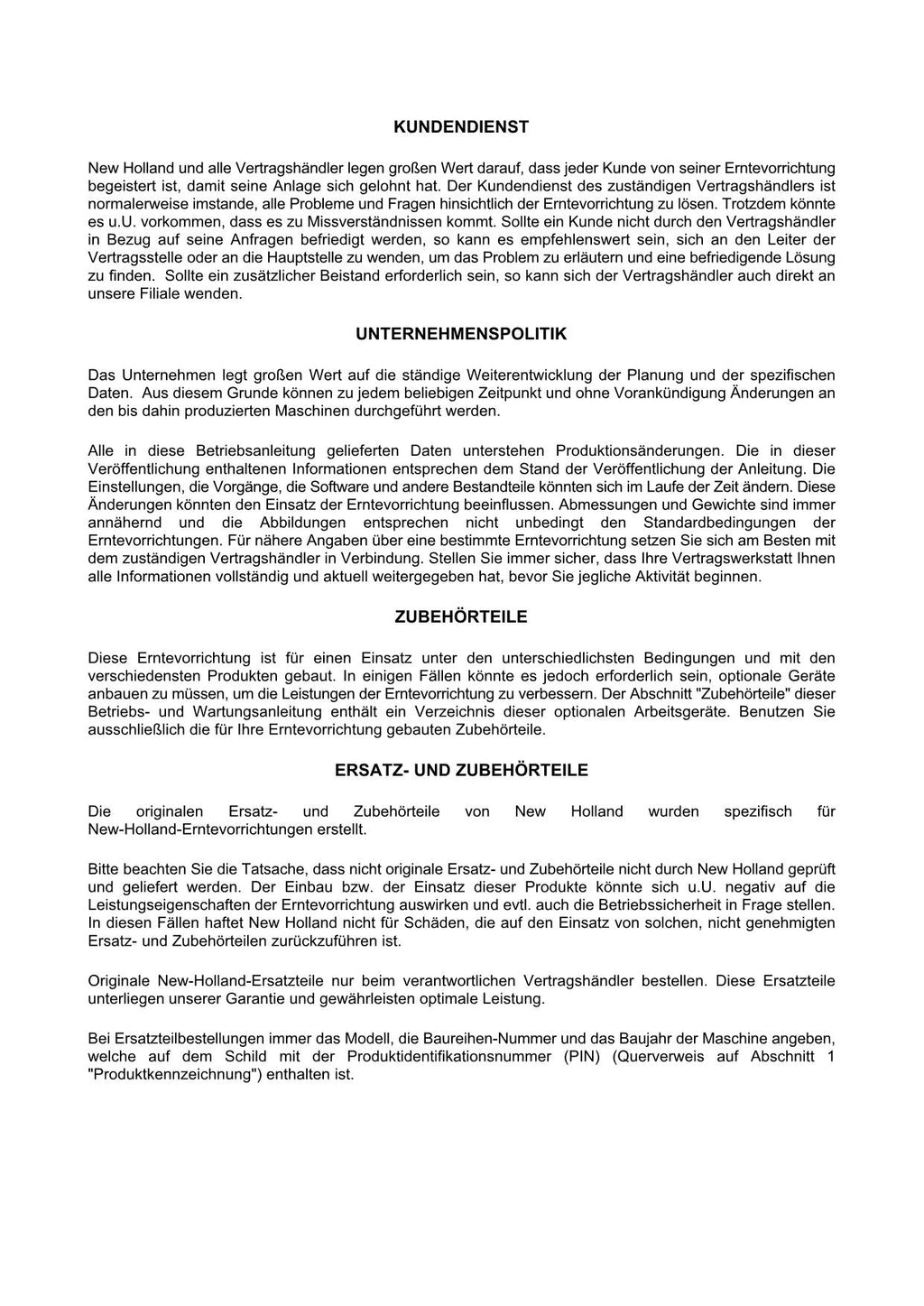 New Holland Starrer Einklappbarer Maispflückvorsatz Betriebsanleitung