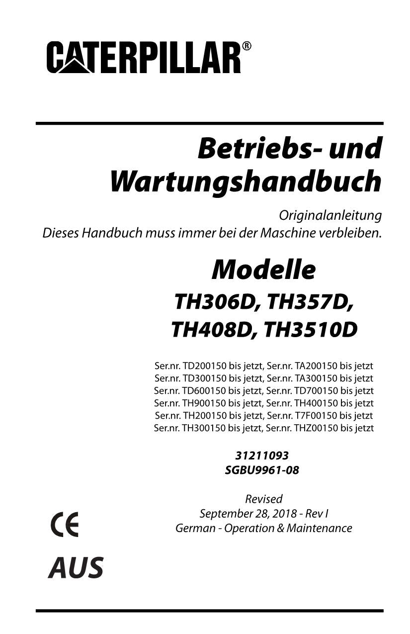 Caterpillar TH306D TH357D TH408D TH3510D Teleskoplader Betriebsanleitung