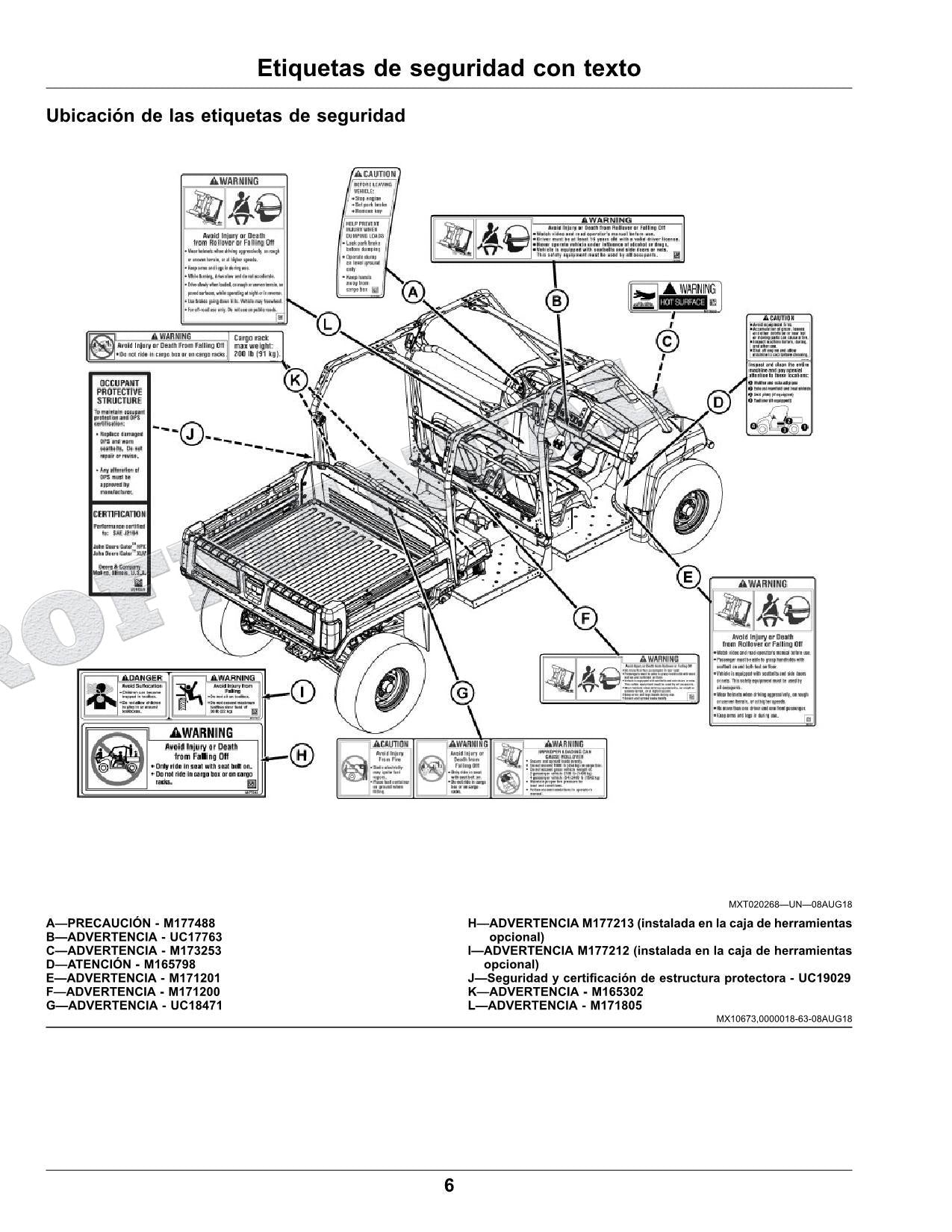 John Deere XUV825M S4 cocodrilo Manual del Operador Español OMUC16098
