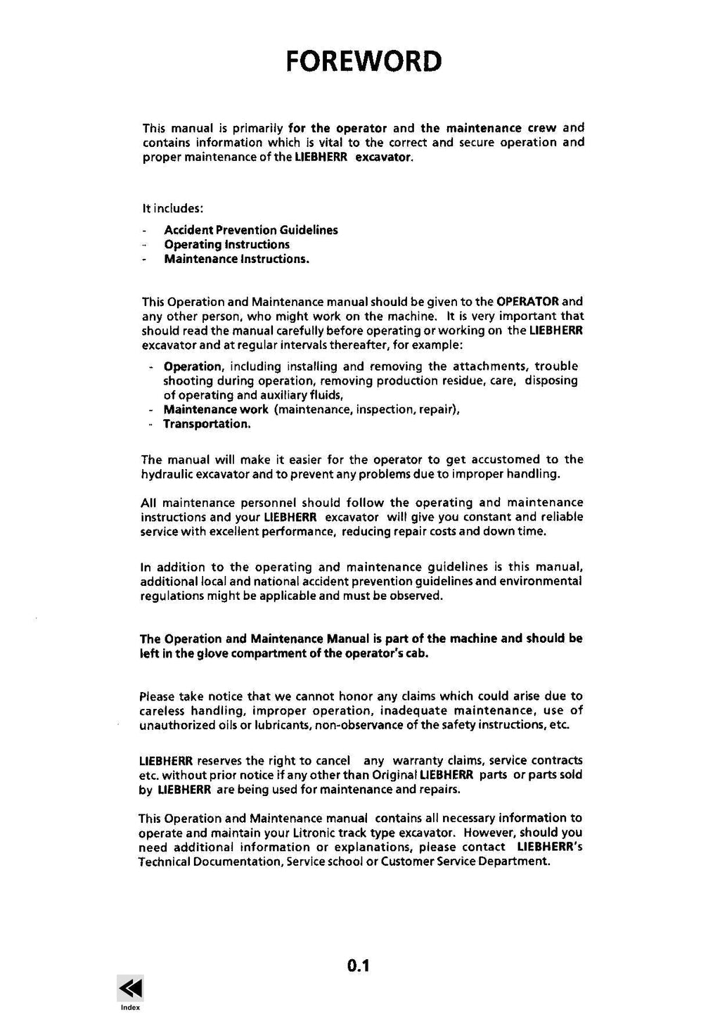 Liebherr R934 B Litronic Excavator Operators manual serial 1074