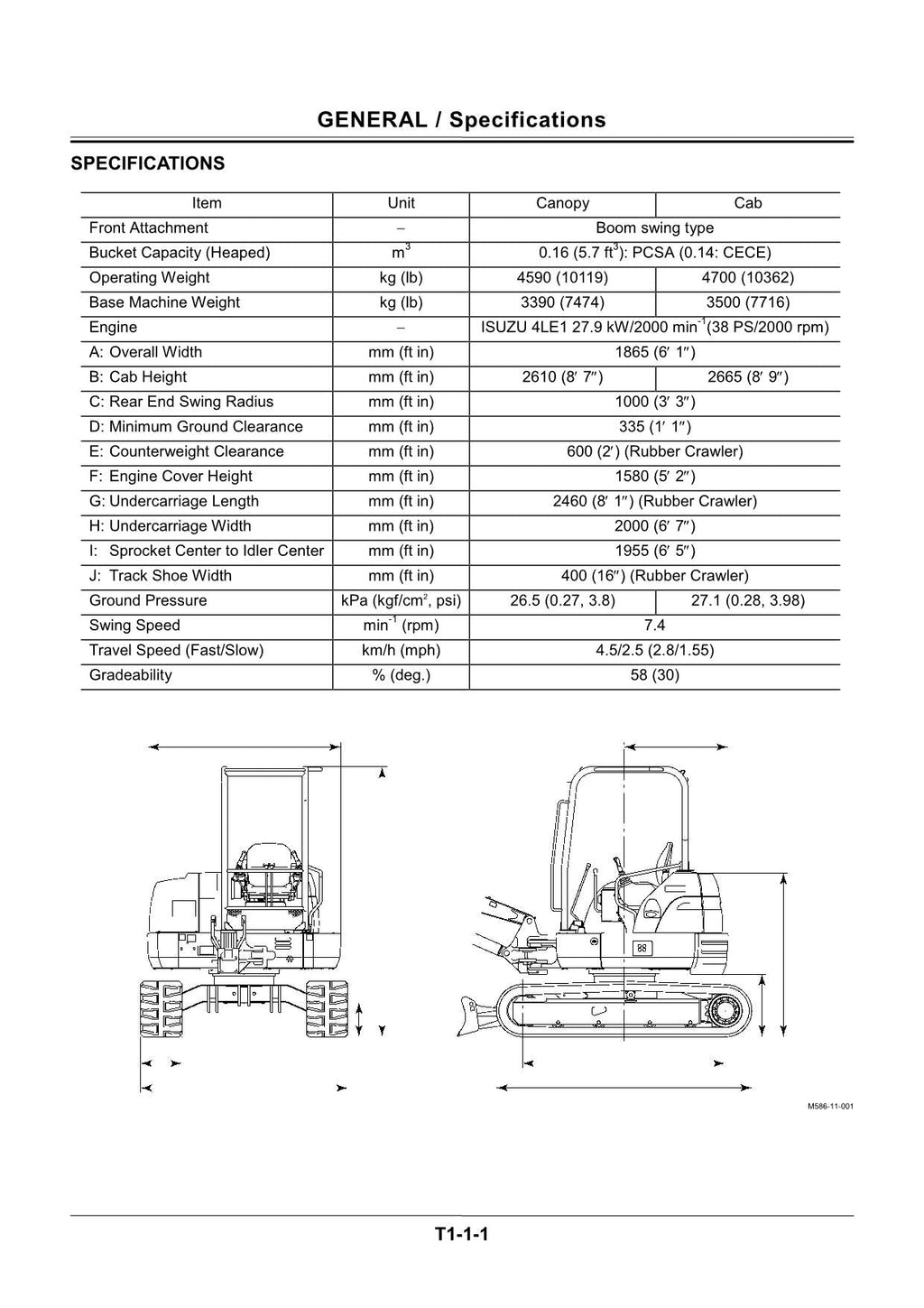 Hitachi EX50U Excavator Operational Test Troubleshooting Service Manual Schemes