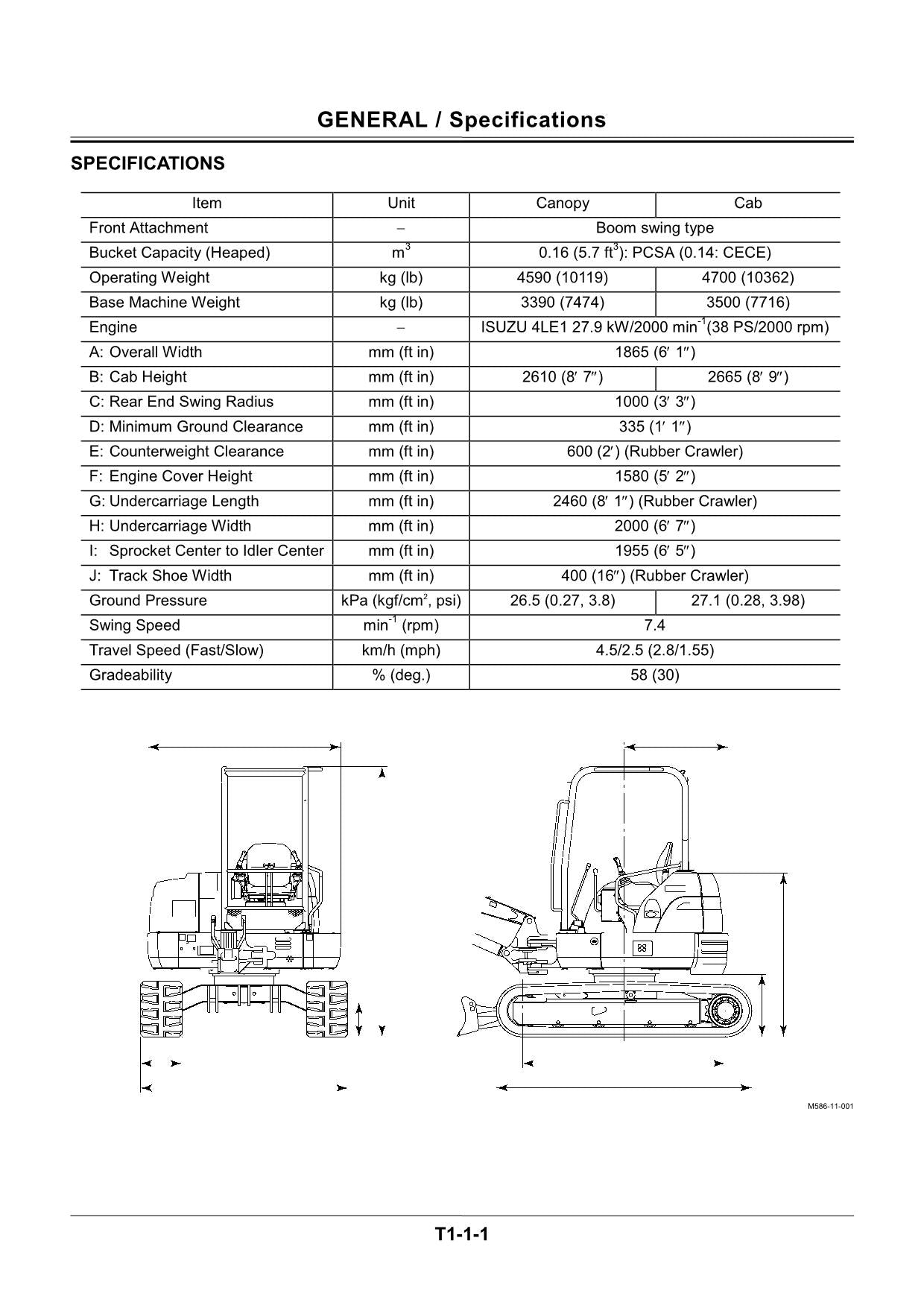 Hitachi EX50U Excavator Operational Test Troubleshooting Service Manual Schemes