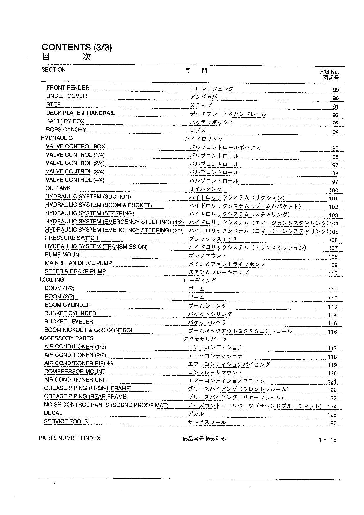 Hitachi LX360E Wheel Loader Parts Catalog Manual SN 001102-up
