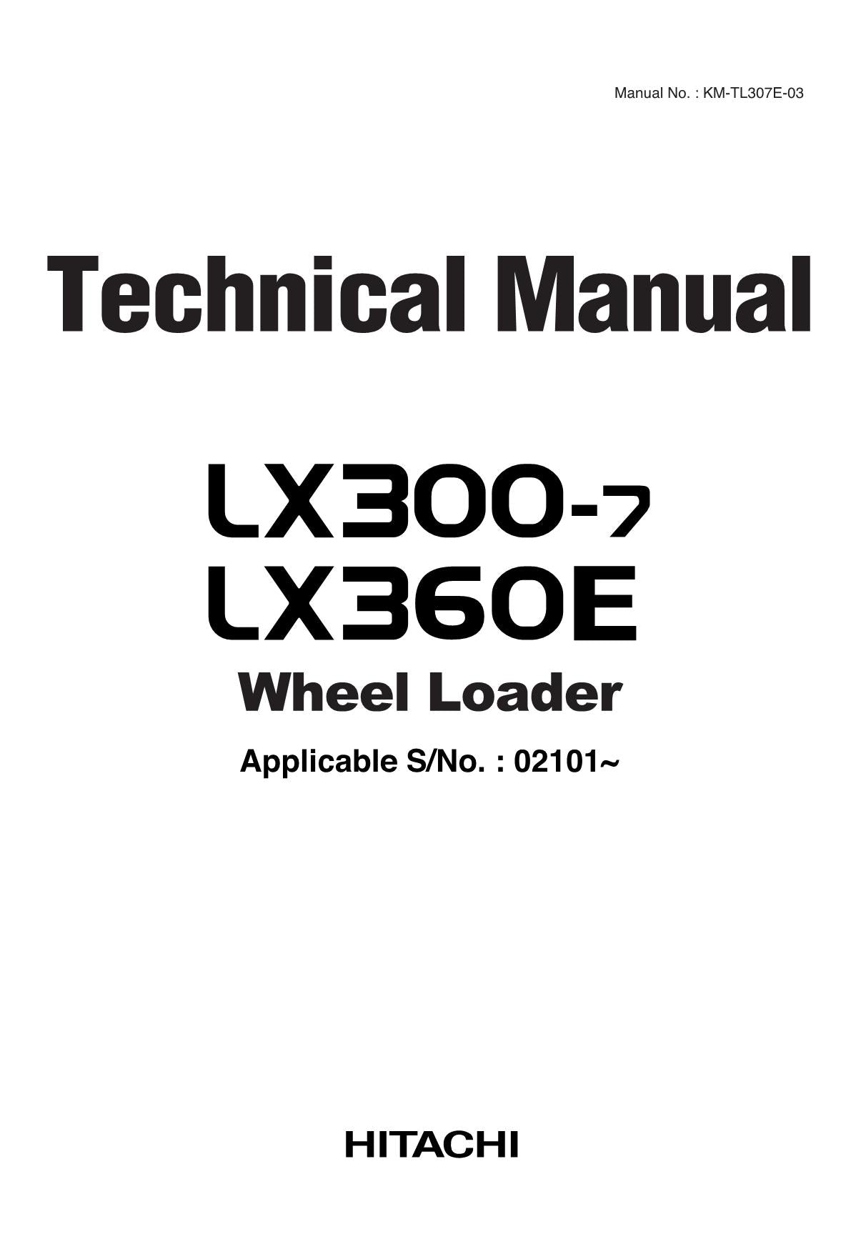 Hitachi LX300-7 LX360E Wheel Loader Technical Manual