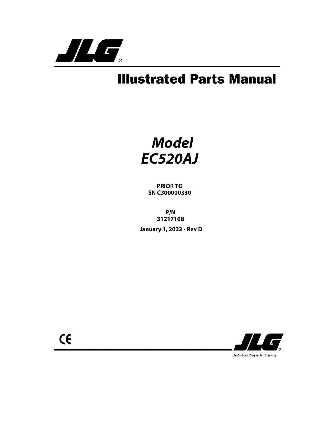 Manual del catálogo de piezas del elevador de pluma JLG EC520AJ anterior a C300000330
