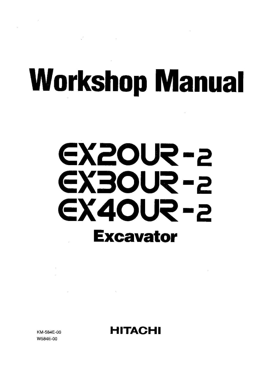 Hitachi EX20UR-2 EX30UR-2 EX40UR-2 Excavator Workshop Repair Service manual