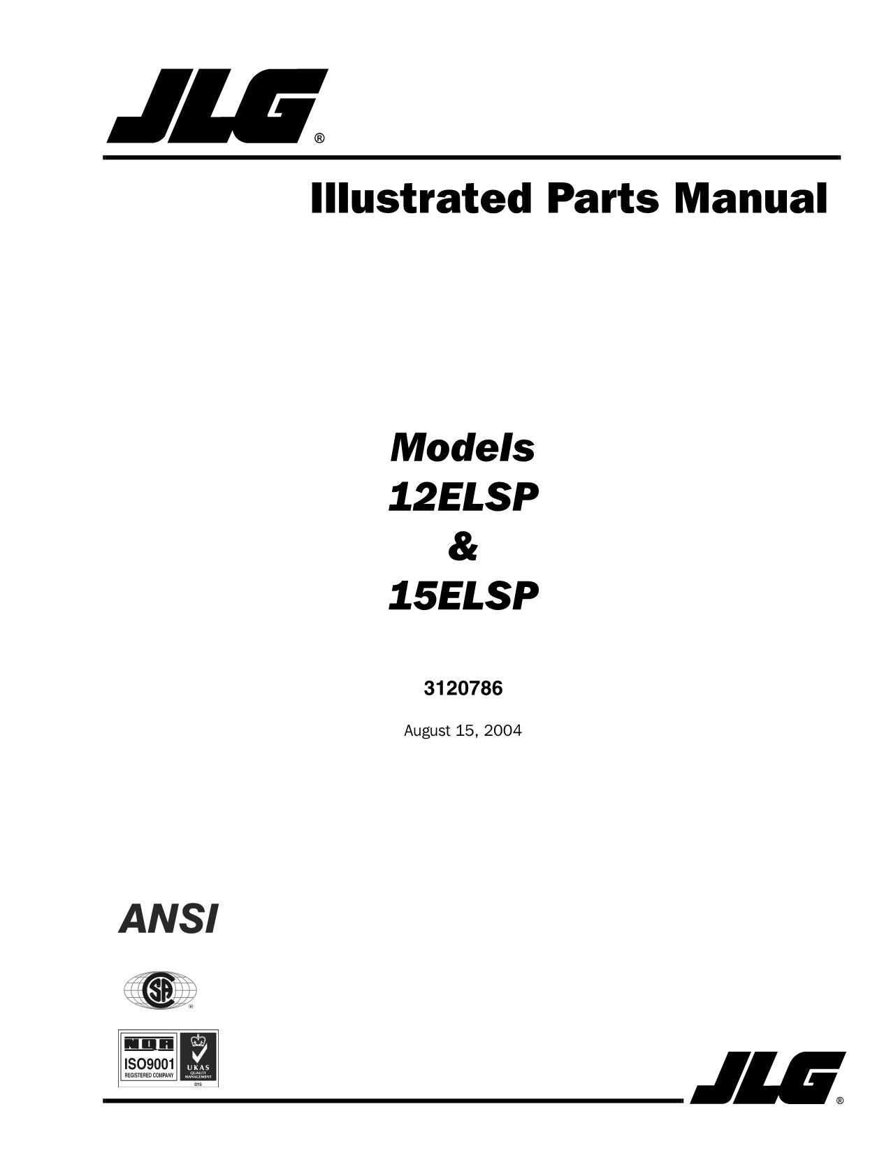 Manual del catálogo de piezas del mástil vertical JLG 12ELSP 15ELSP