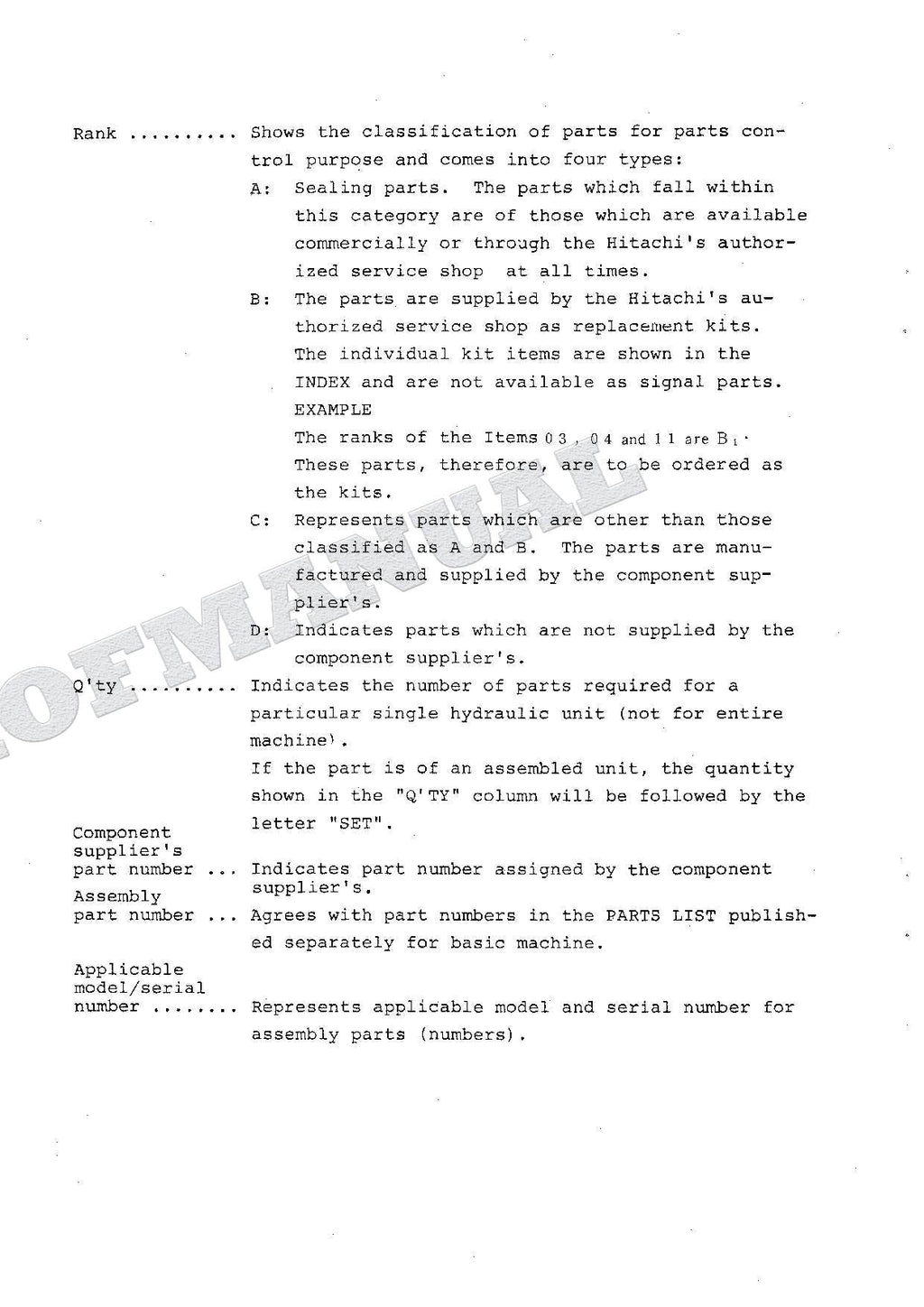HITACHI UH025 UH025M UH031 UH031M Equip Component Excavator Parts Catalog Manual