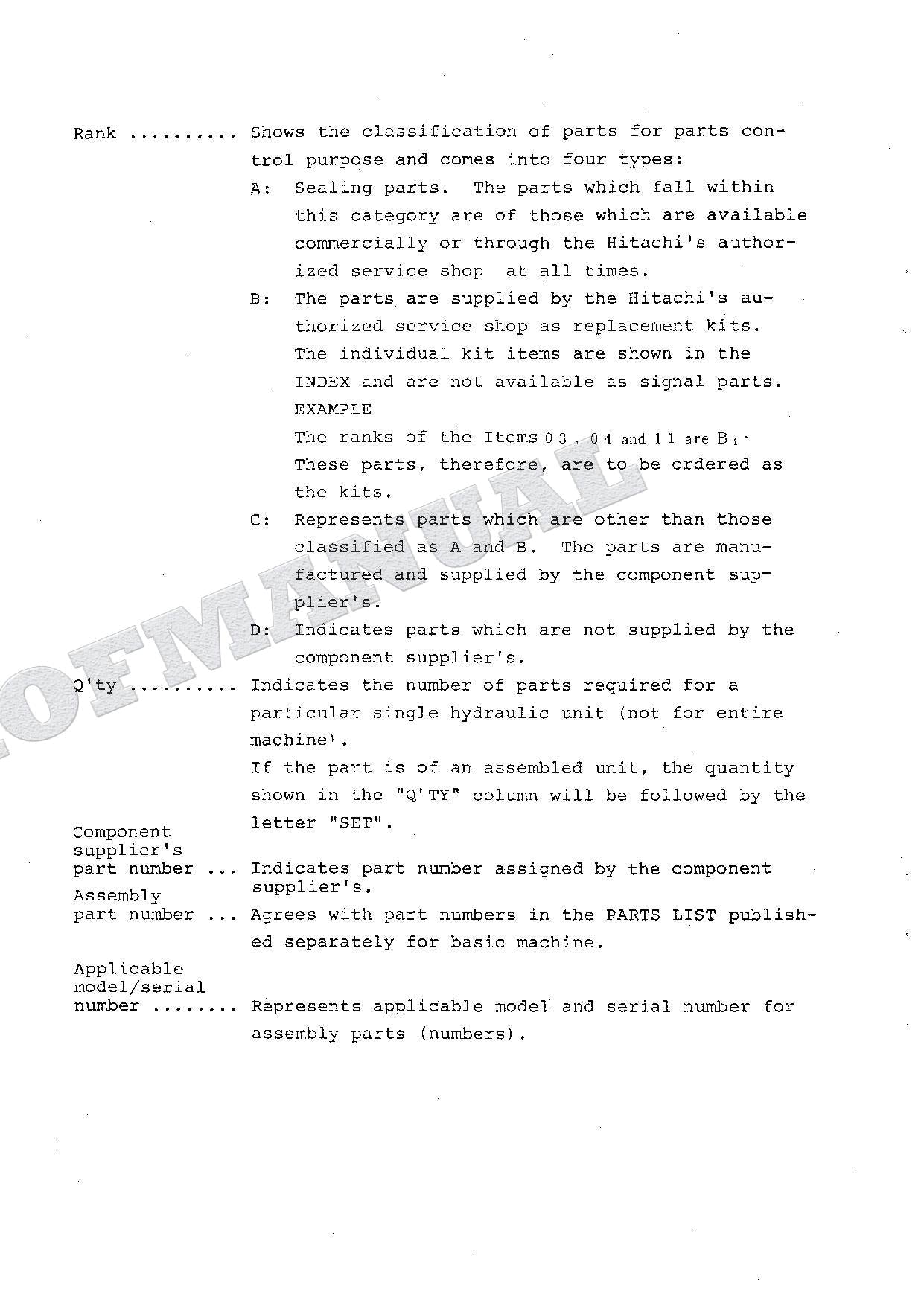 HITACHI UH025 UH025M UH031 UH031M Equip Component Excavator Parts Catalog Manual