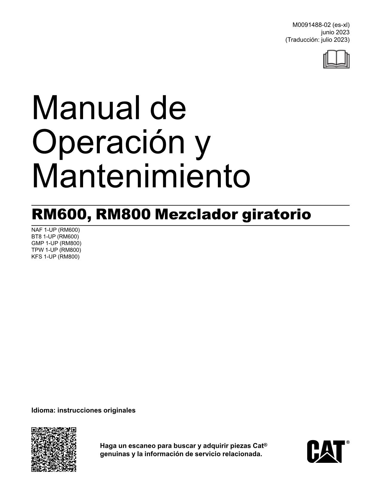 Caterpillar RM600 RM800 Mezclador giratorio Manual de Operación y Mantenimiento