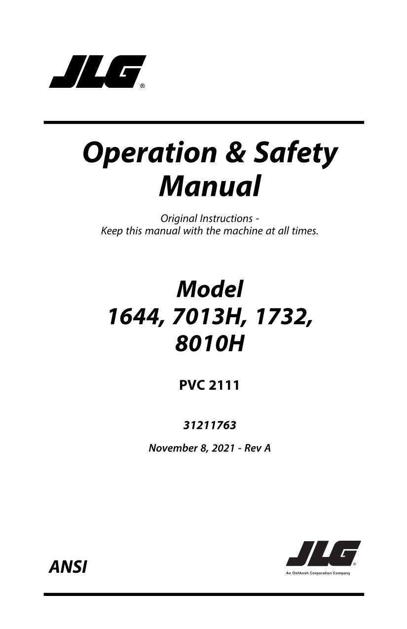 Manual del operador de mantenimiento de manipuladores telescópicos JLG 1644 1732 7013H 8010H 31211763