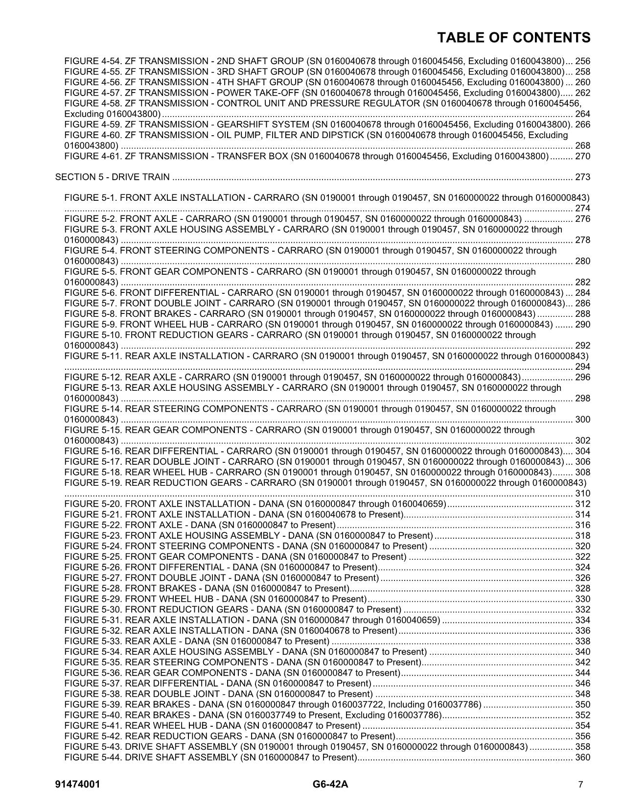 Manual del catálogo de piezas del manipulador telescópico JLG G6-42A 91474001