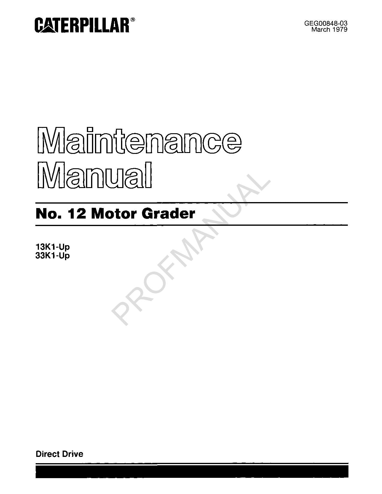 Manual de mantenimiento del operador de la motoniveladora Caterpillar 12