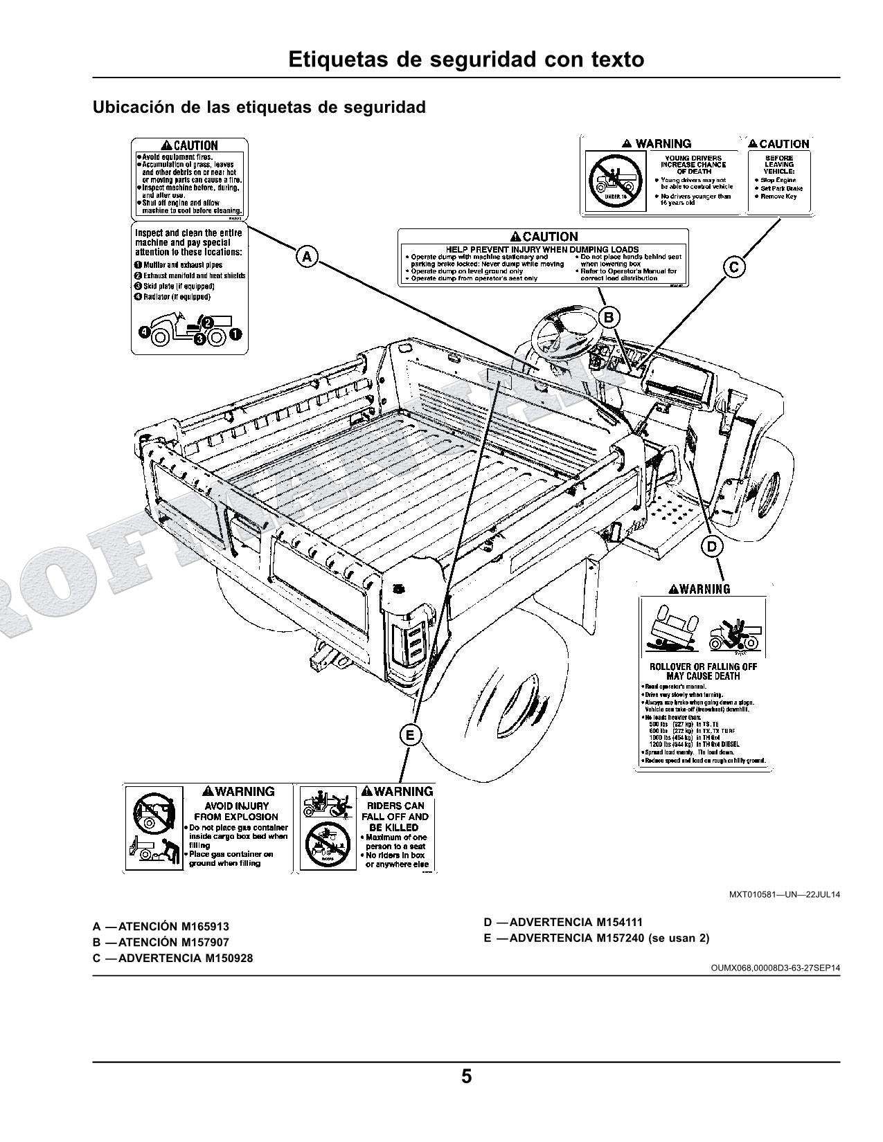 John Deere TX4X2 TX 4x2 cocodrilo Manual del Operador Español SN 120001-