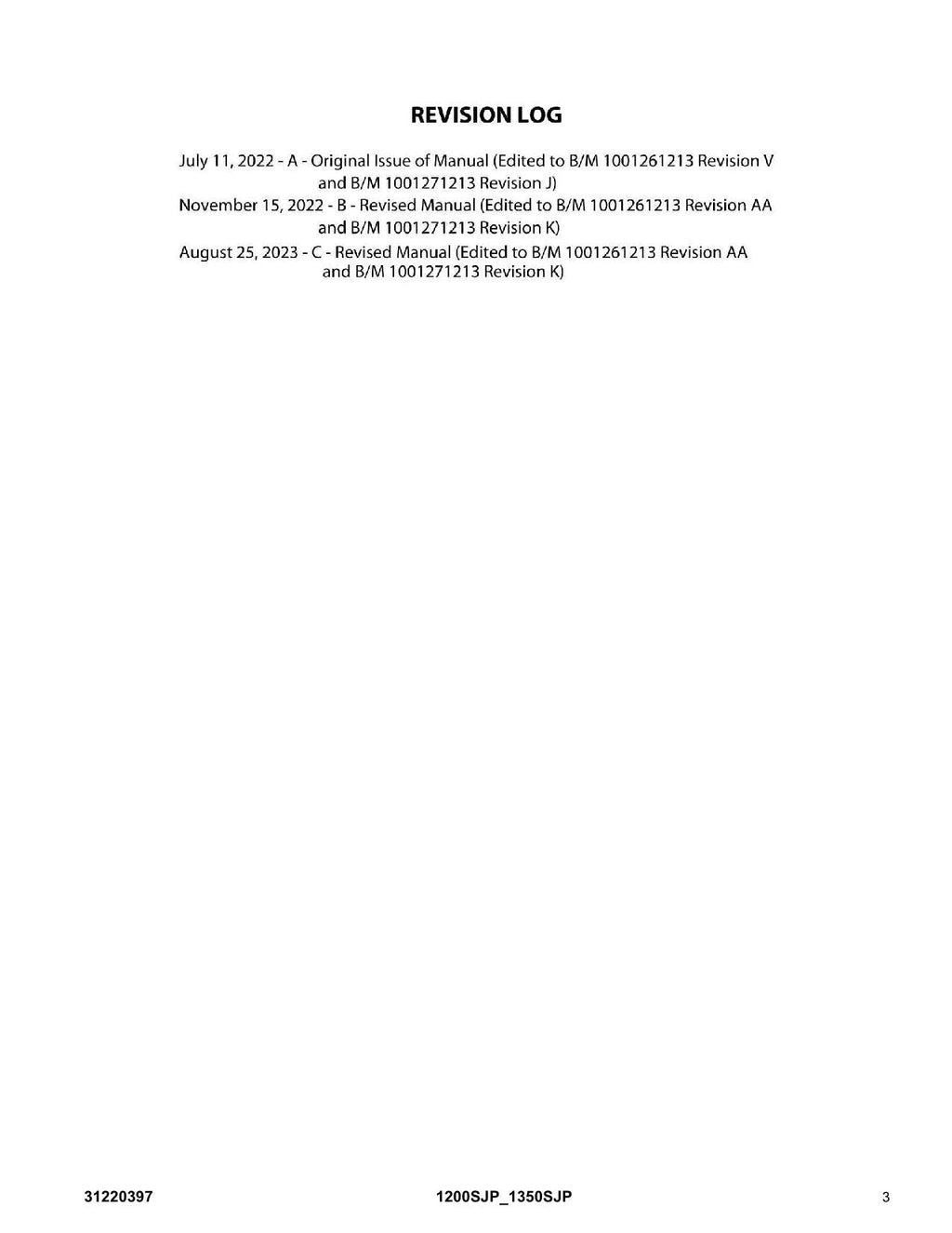 JLG 1200SJP 1350SJP Boom Lift Parts Catalog Manual 31220397