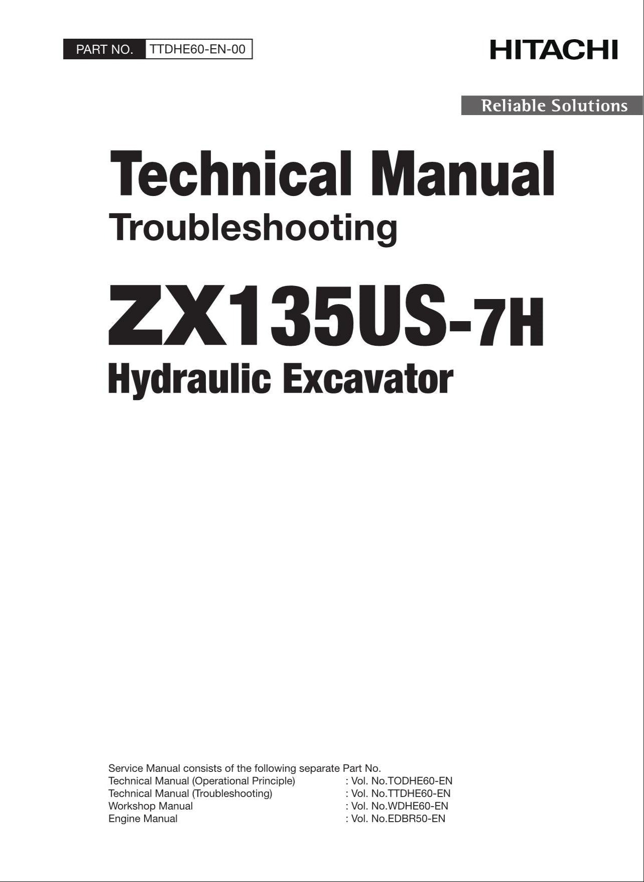 HITACHI ZAXIS ZX135US-7H Excavator Troubleshooting +Schematic Technical Manual
