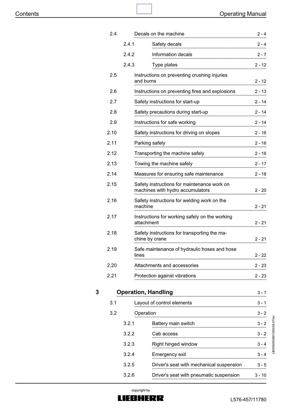 Liebherr L576 2plus2 Wheel Loader Operators manual