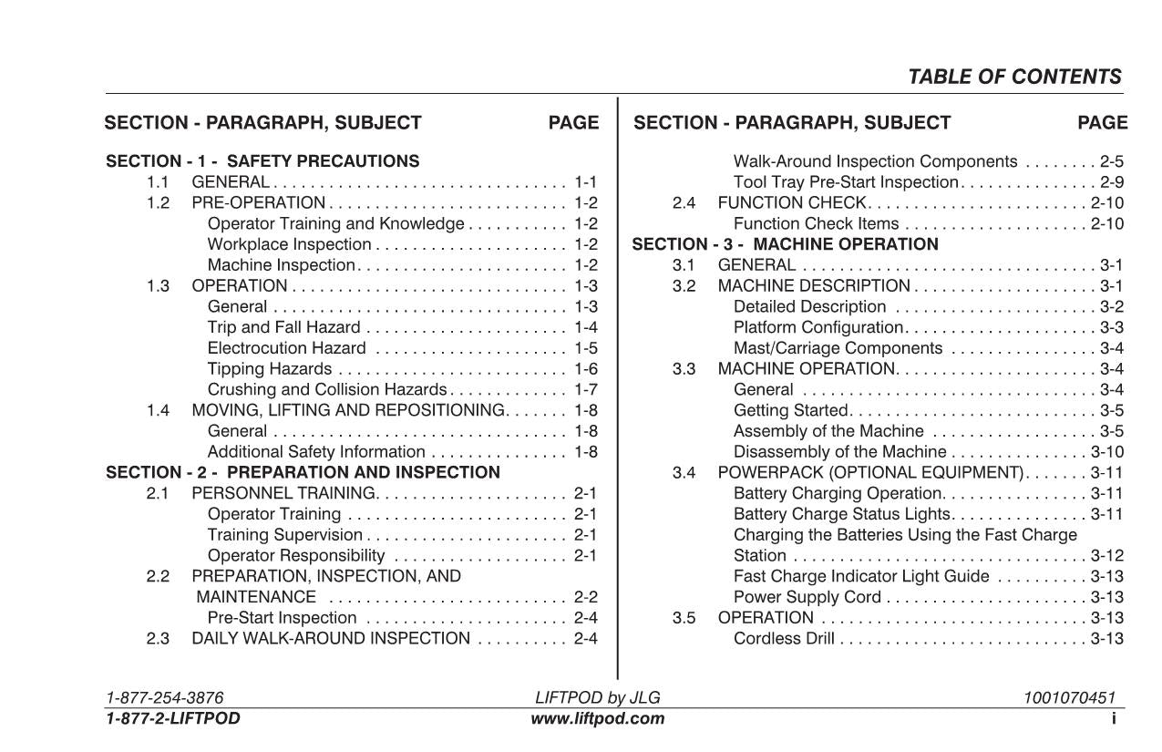 Catálogo de piezas de operación del mástil vertical JLG FS60 FS80 Manual de servicio