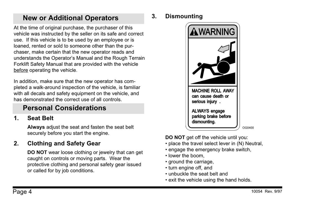 SKYTRAK 10054 Telehandler Maintenance Operation Operators Manual 8990206