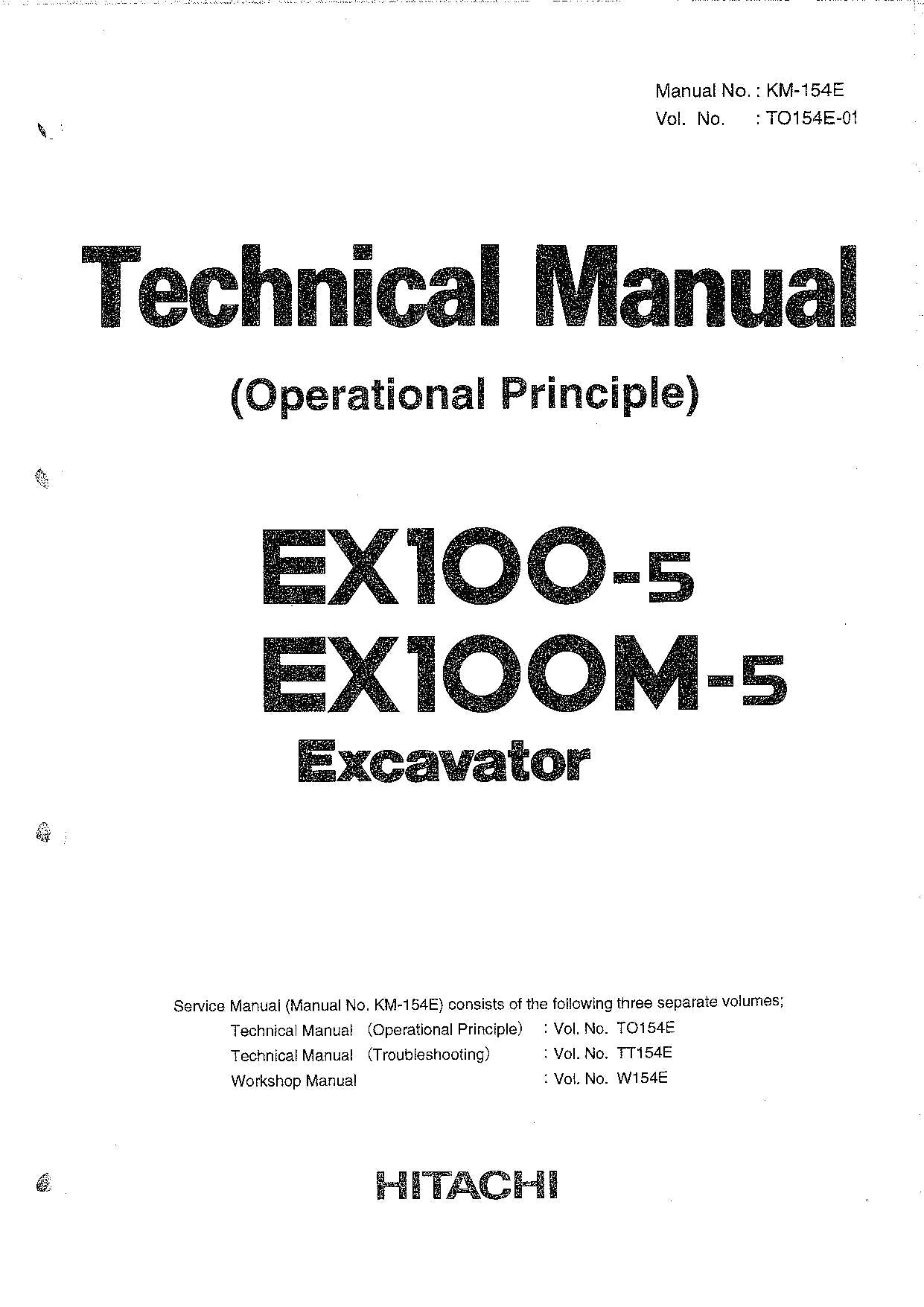 HITACHI EX100-5 EX100M-5 Excavator Operational Principle Technical Manual